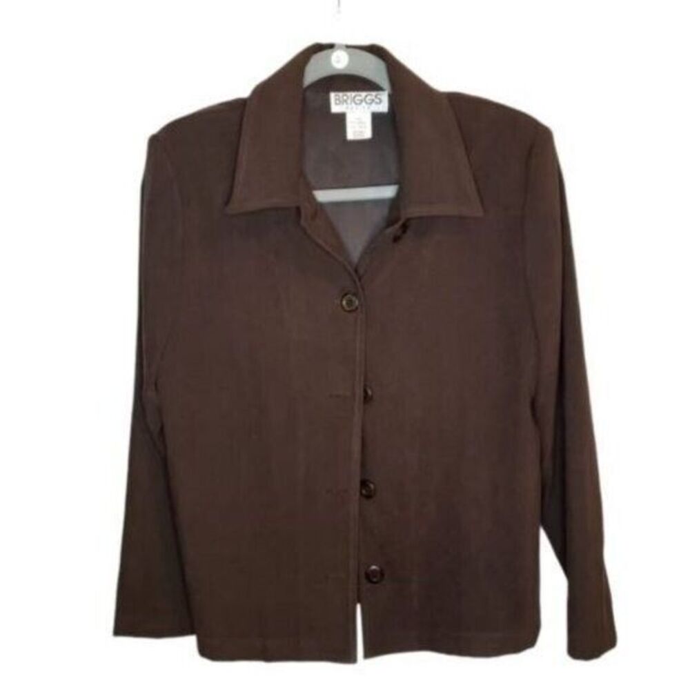 Briggs Womens Sz S Brown  Solid Long Sleeve Coat Jacket